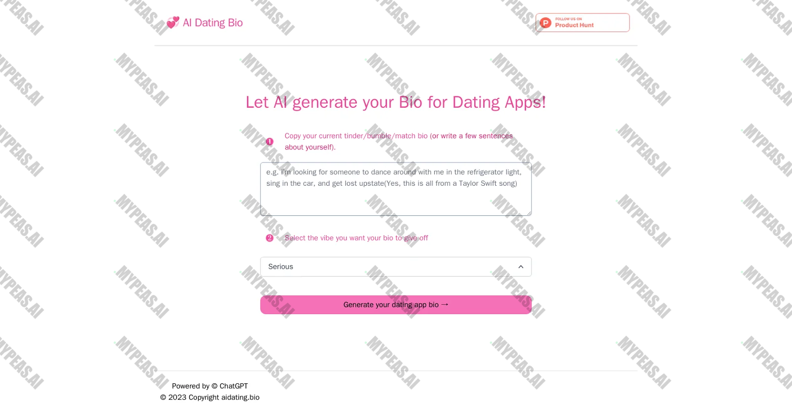 AI Dating Bio screenshot