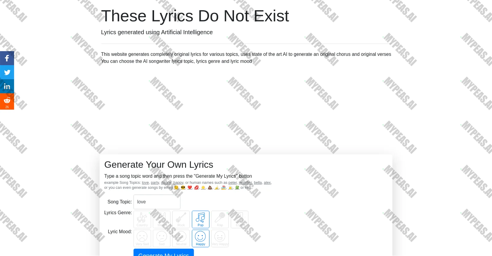 AI Lyrics Generator screenshot