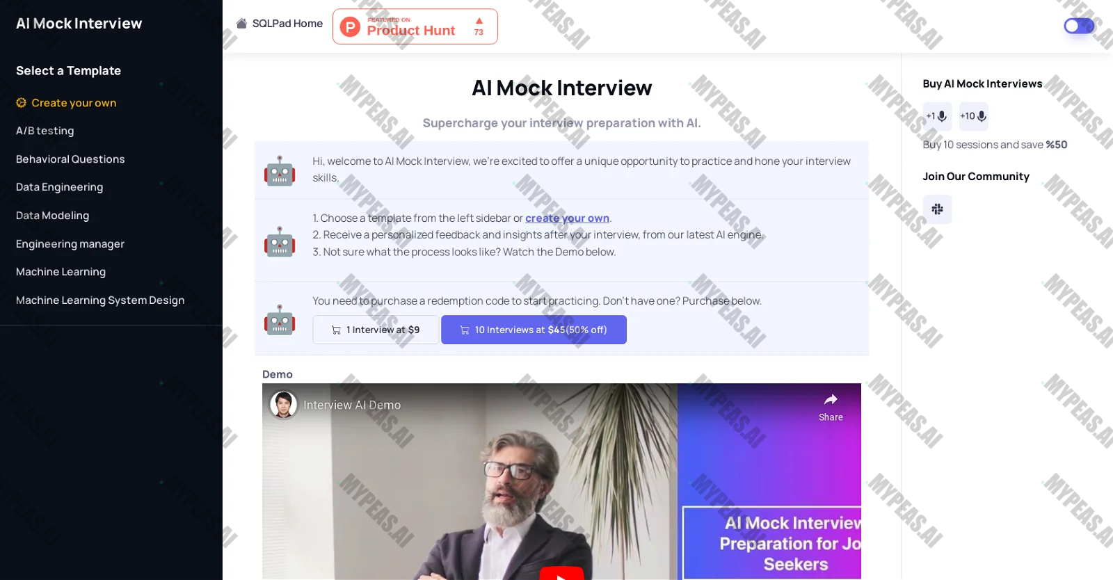 AI Mock Interview screenshot