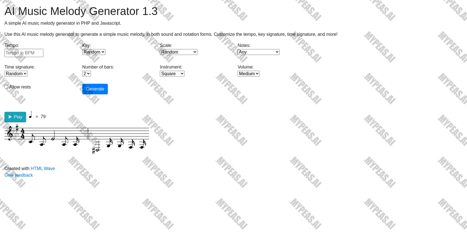 AI Music Melody Generator screenshot