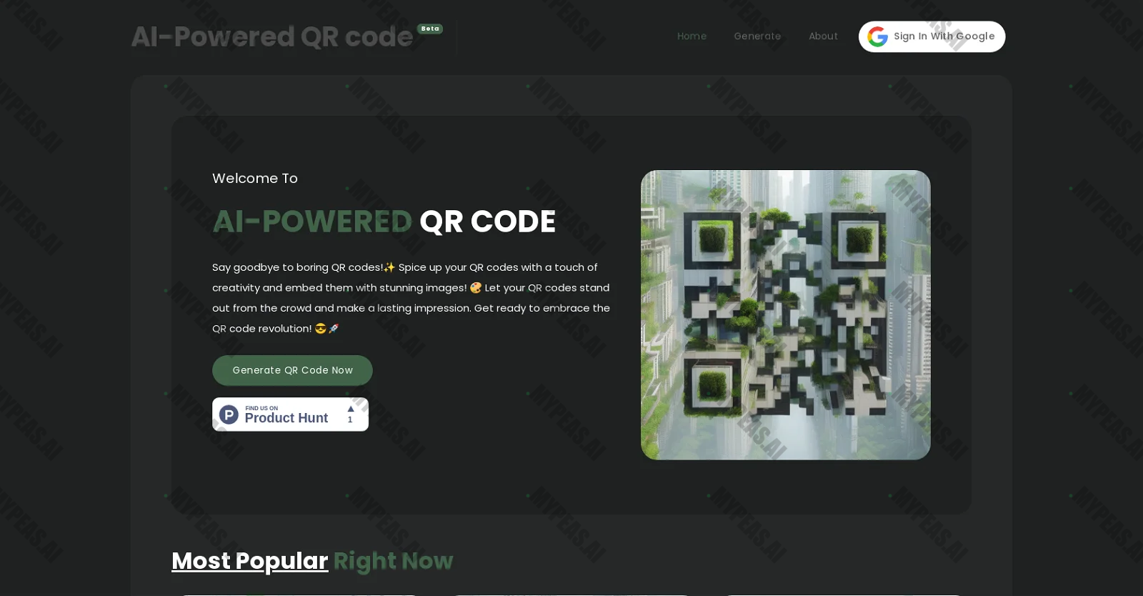 AI-Powered QR code screenshot