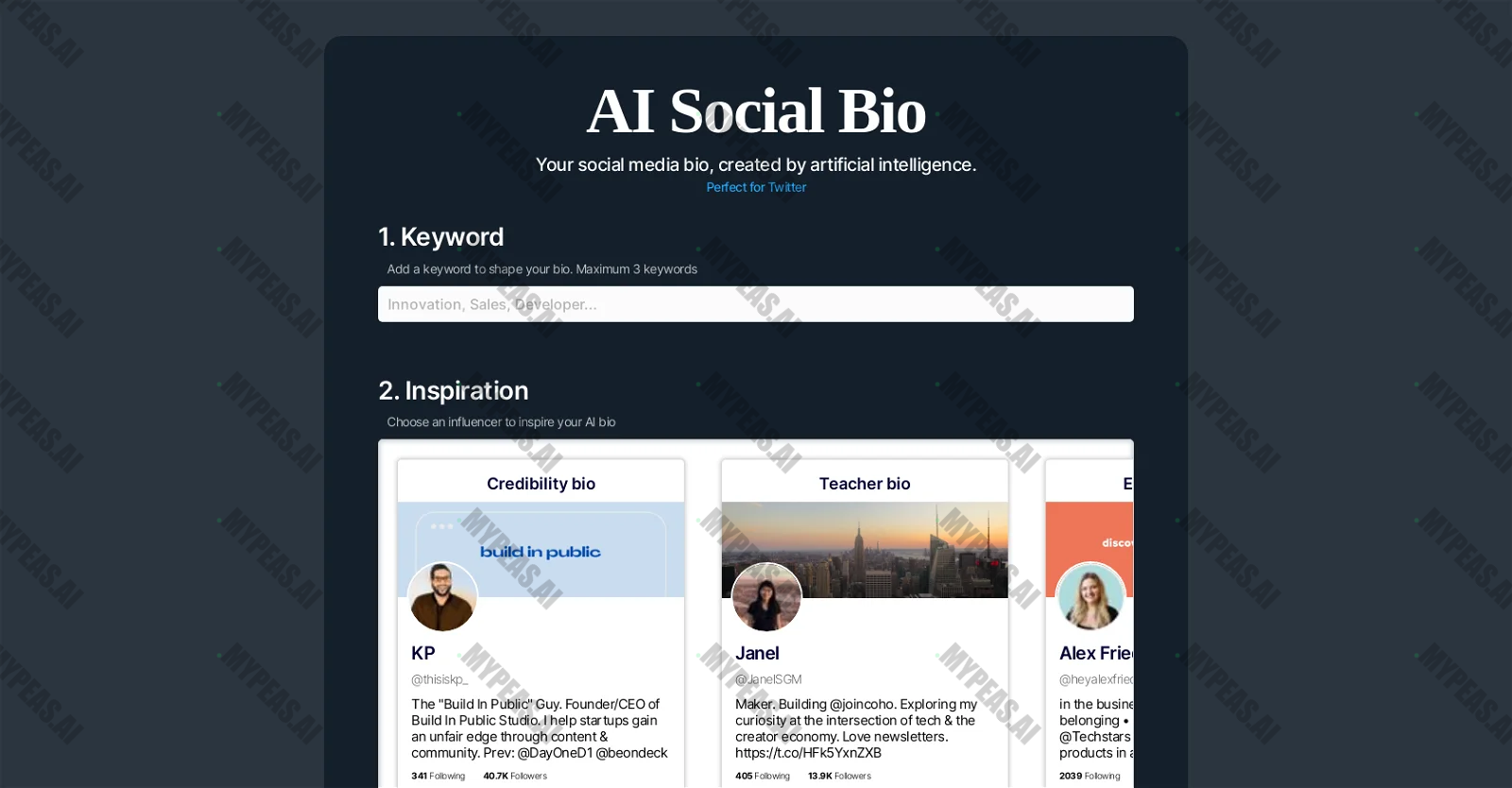 AI Social Bio screenshot