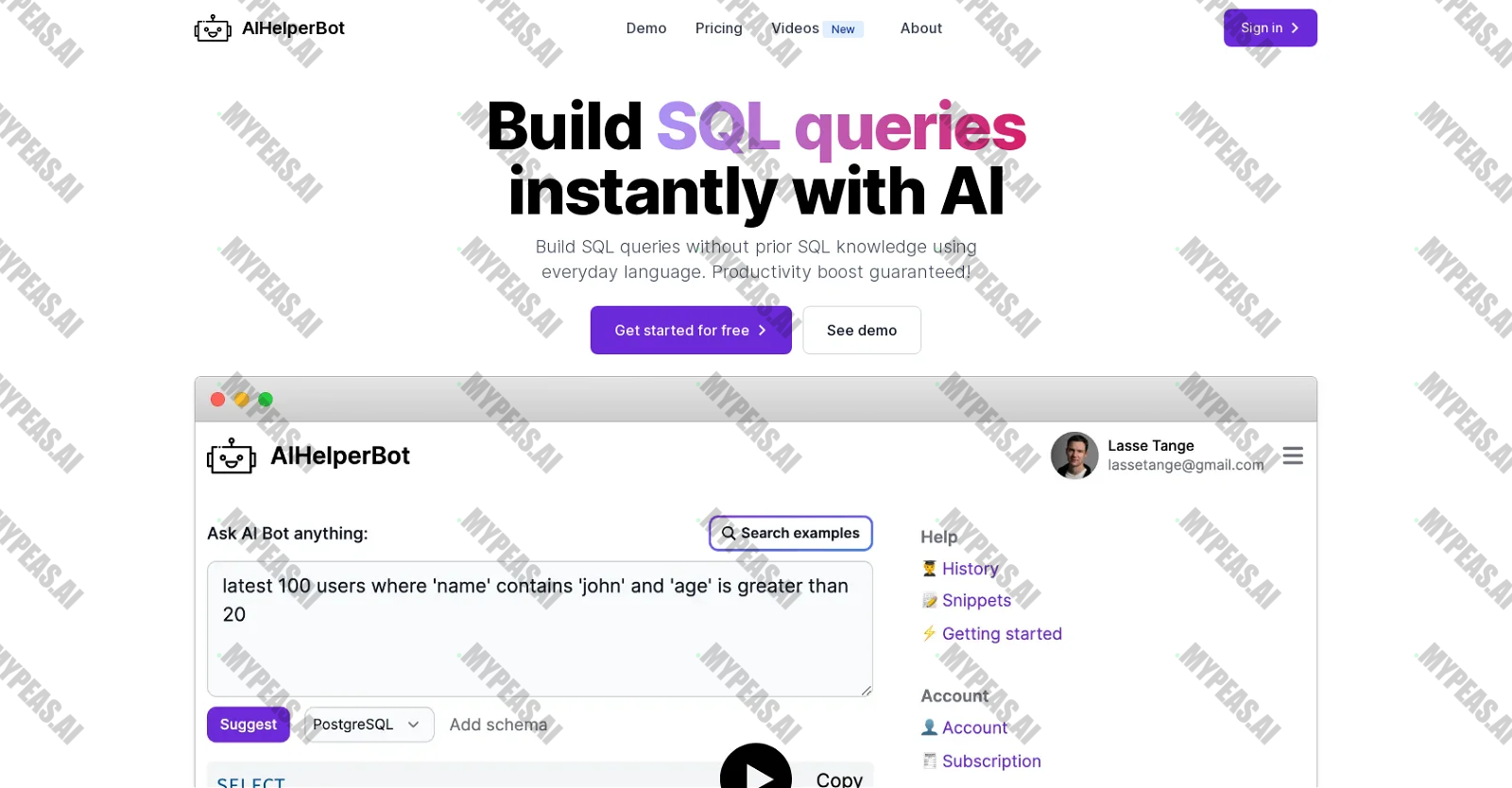AI SQL BOT screenshot