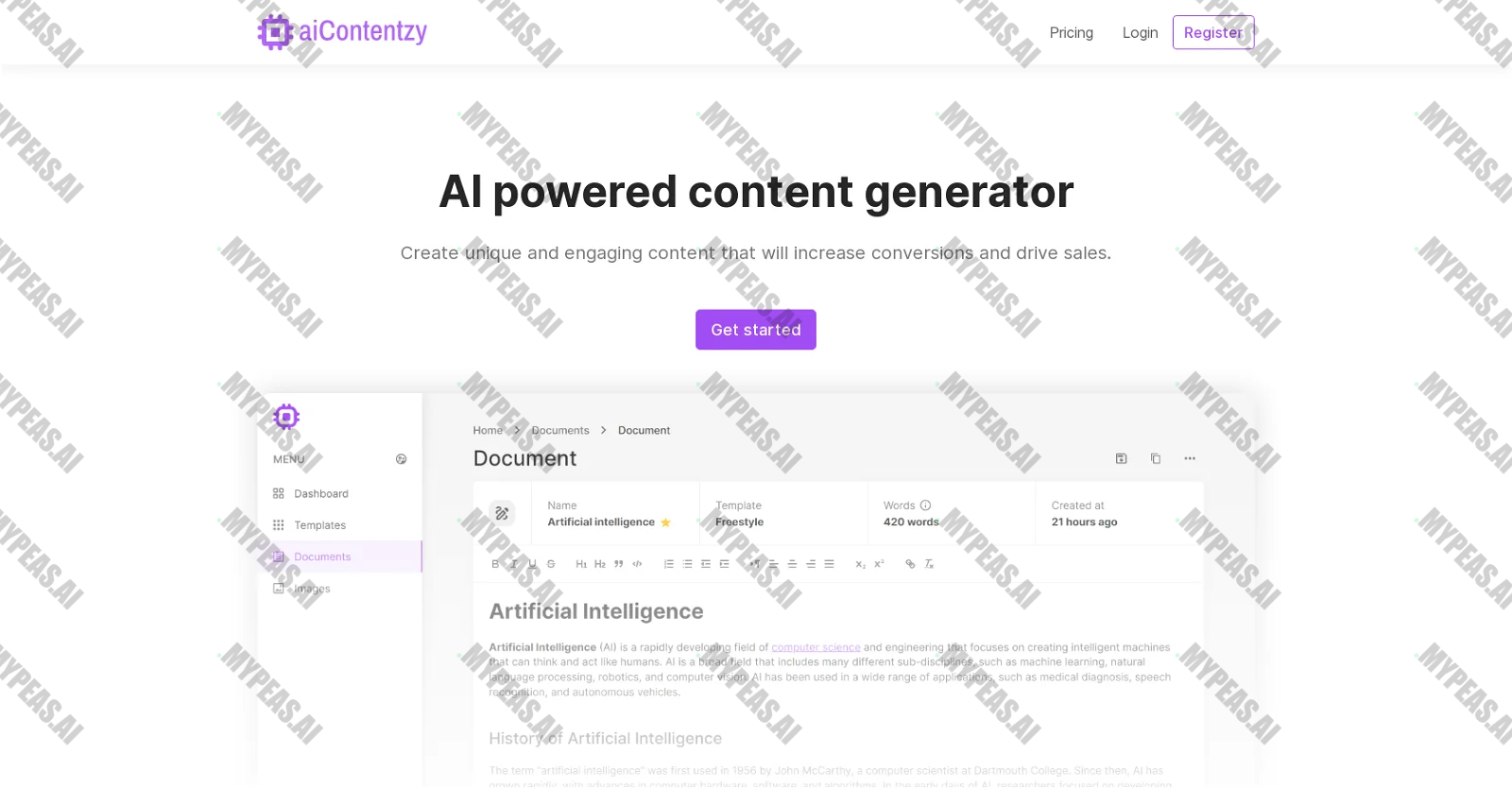 AIcontentzy screenshot