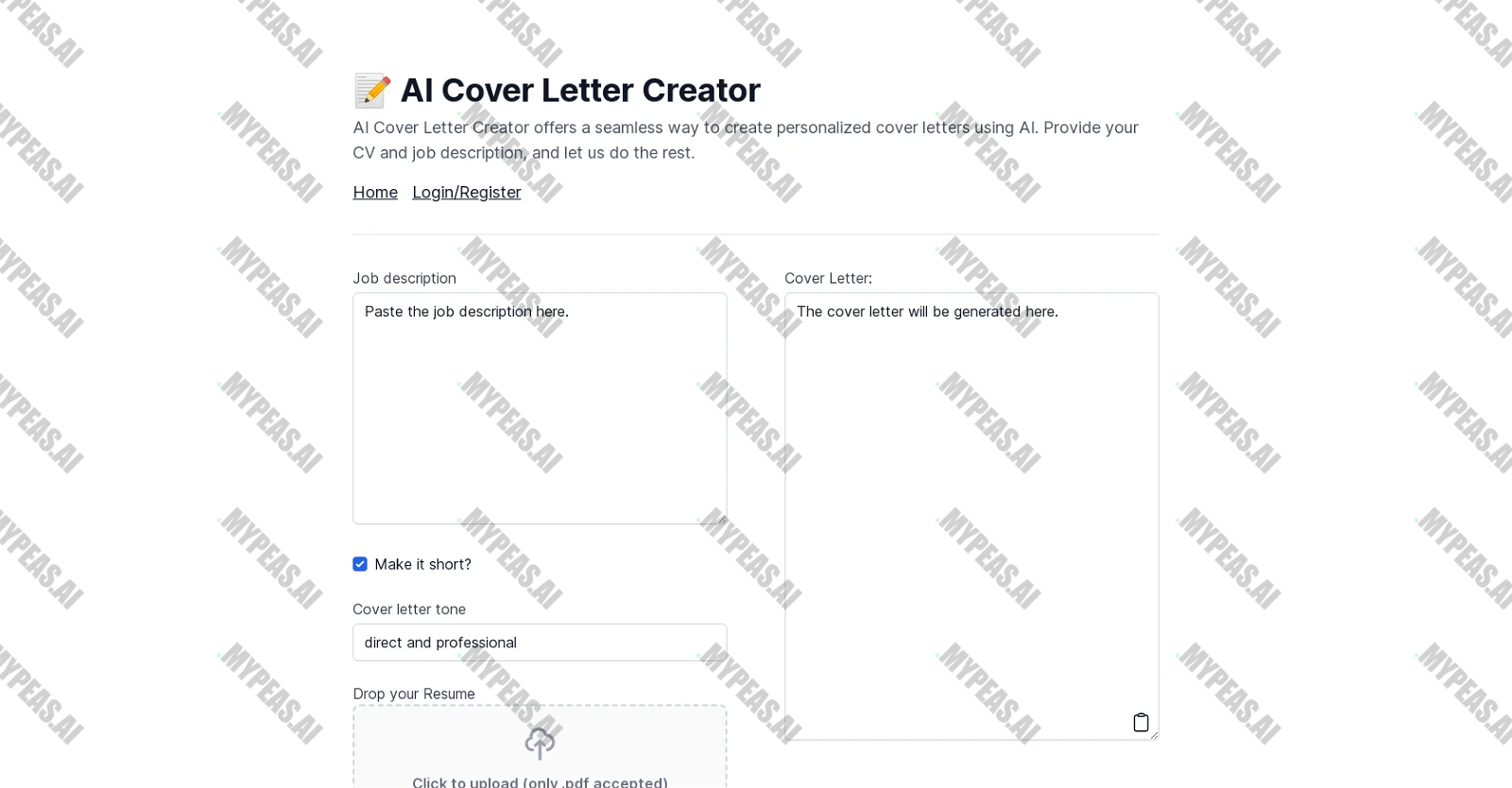 AICoverLetterCreator screenshot