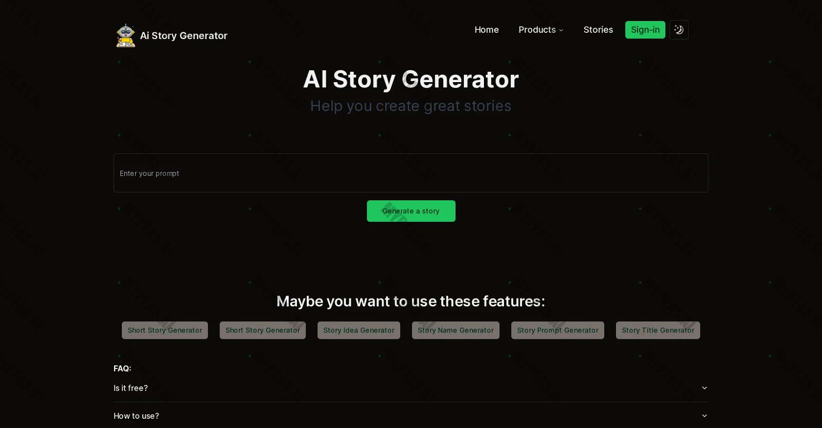 AIStoryGenerator.site screenshot