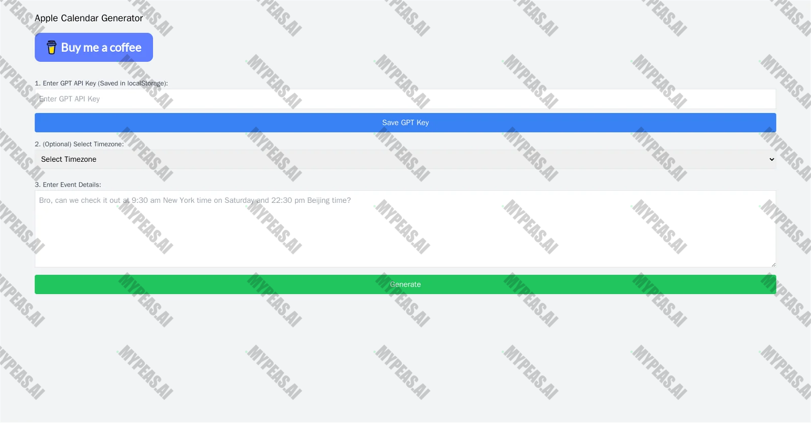 Apple Calendar Generator screenshot