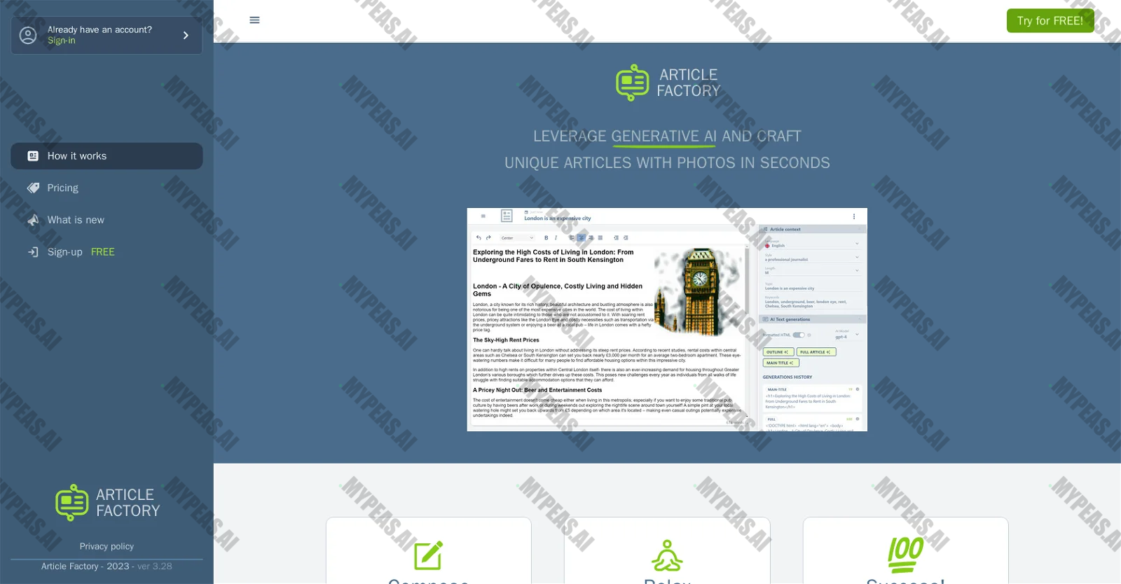 Article Factory screenshot