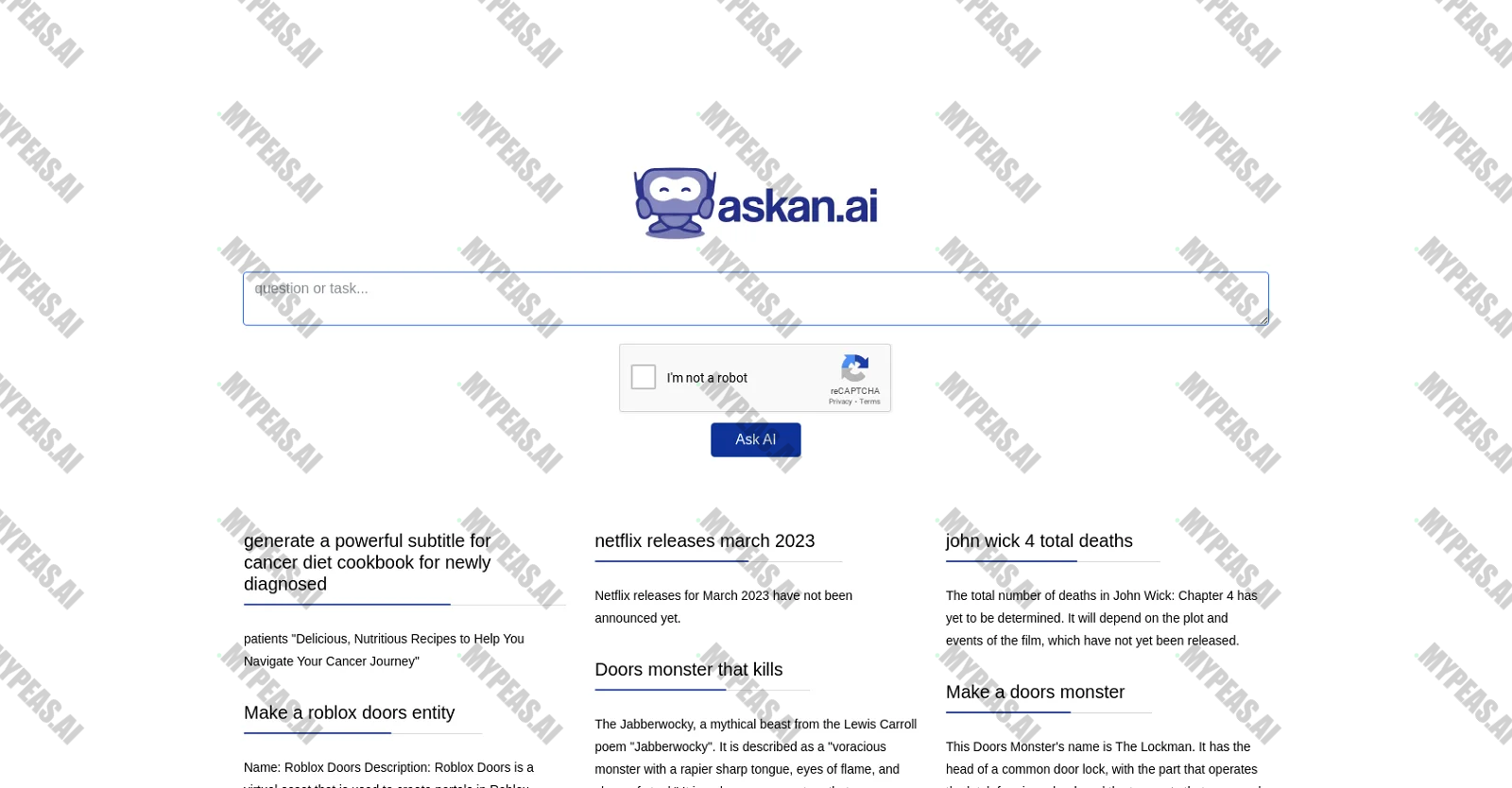 Ask an AI screenshot