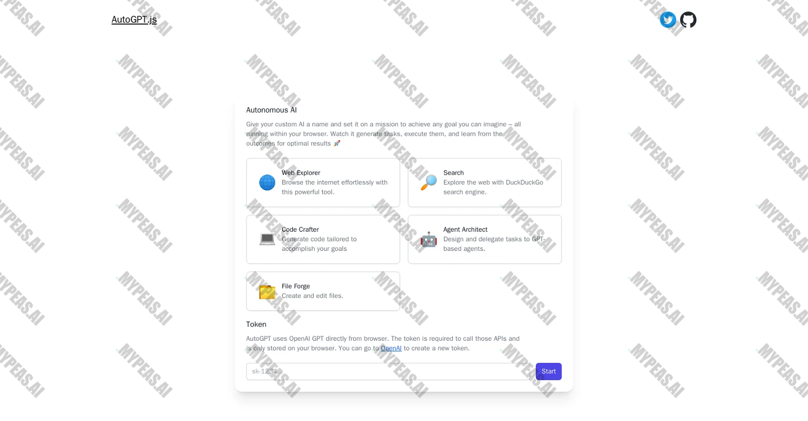 AutoGPT JS screenshot