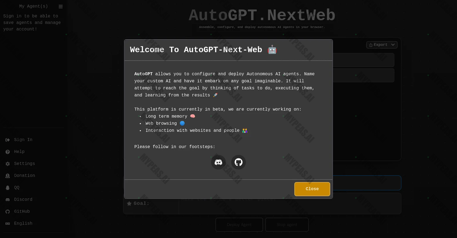 AutoGPT Nextweb screenshot