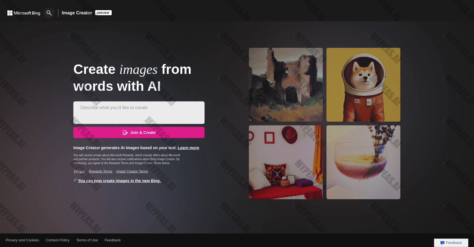 Bing Create screenshot