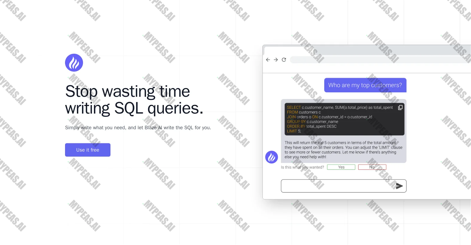 BlazeSQL screenshot