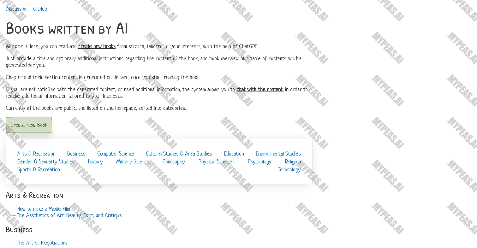 Books by AI screenshot