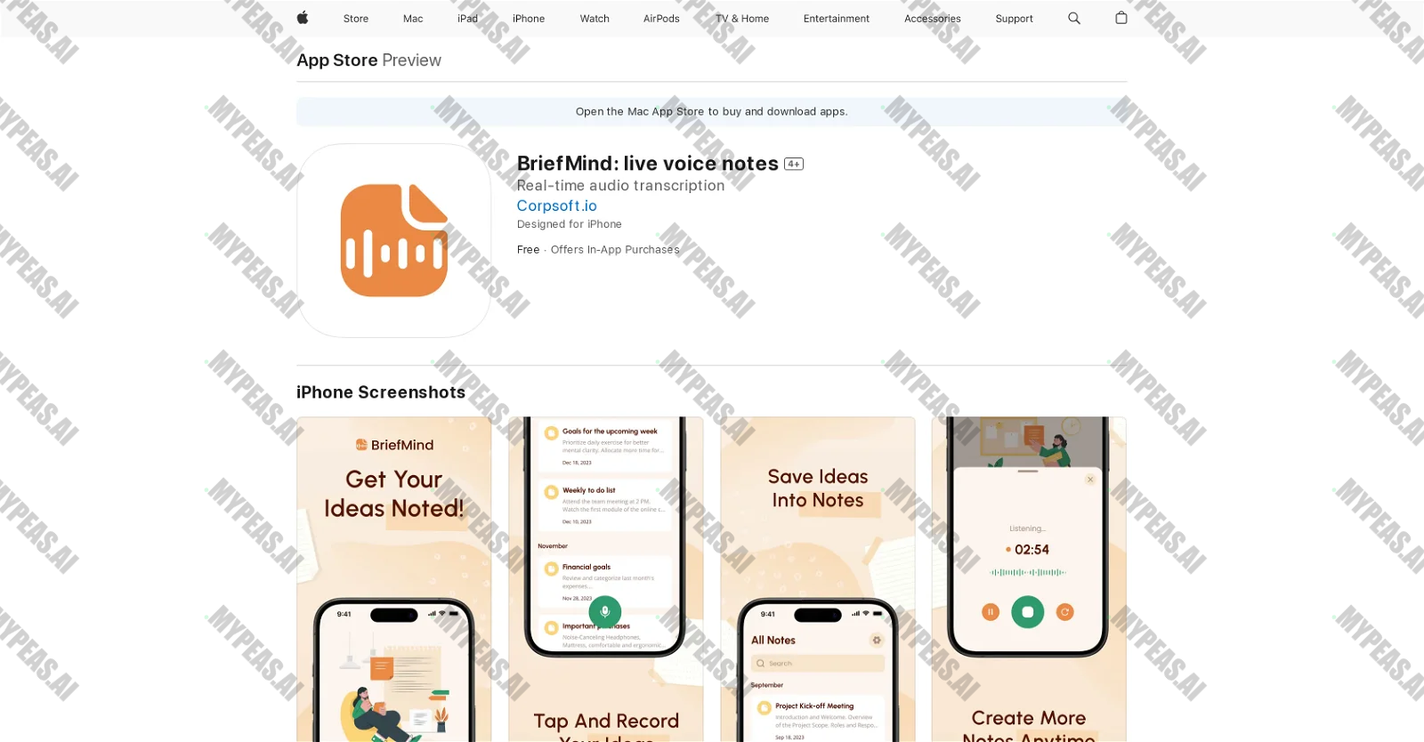 BriefMind: live voice notes screenshot
