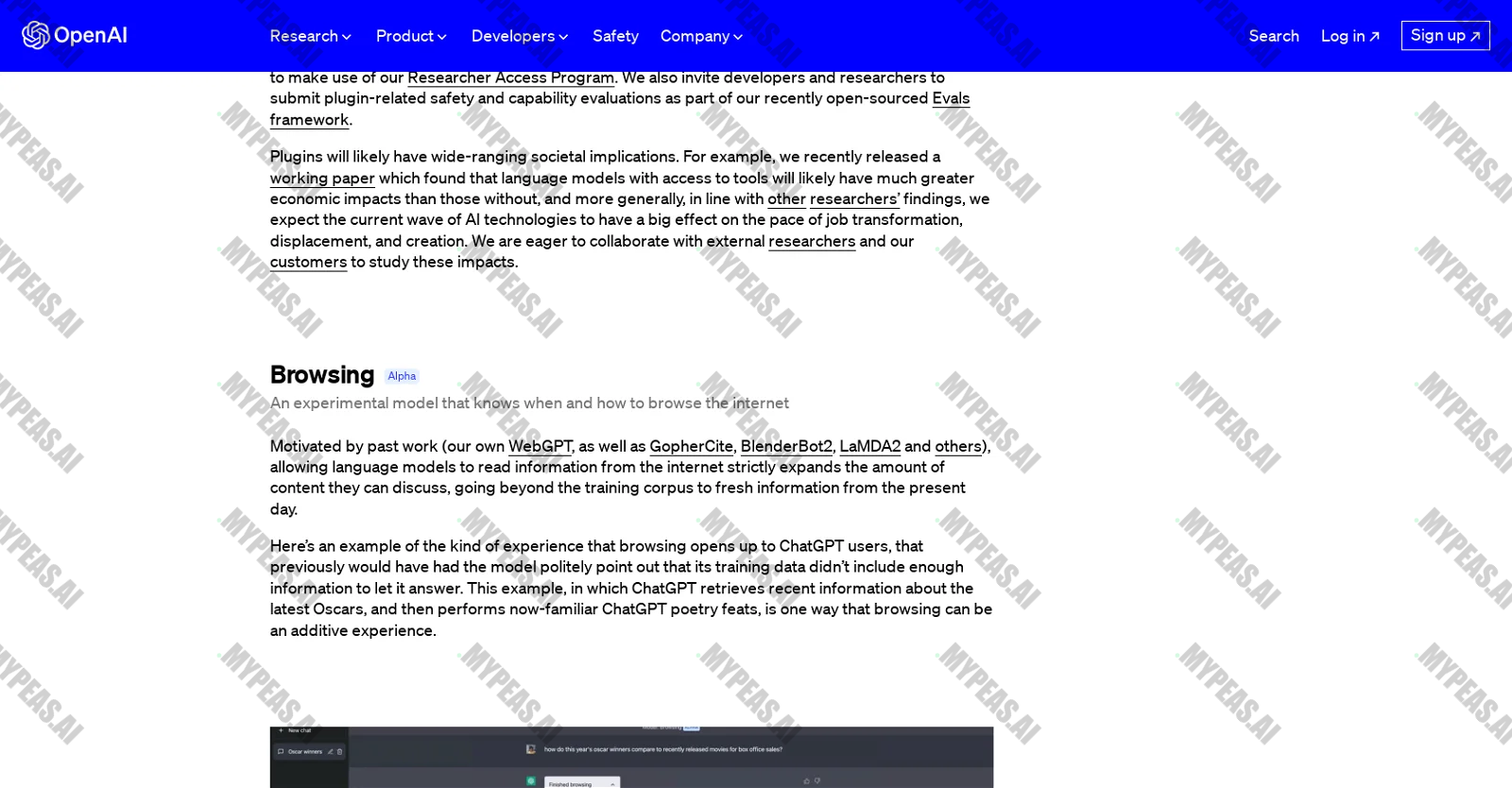 Browsing by Open AI screenshot