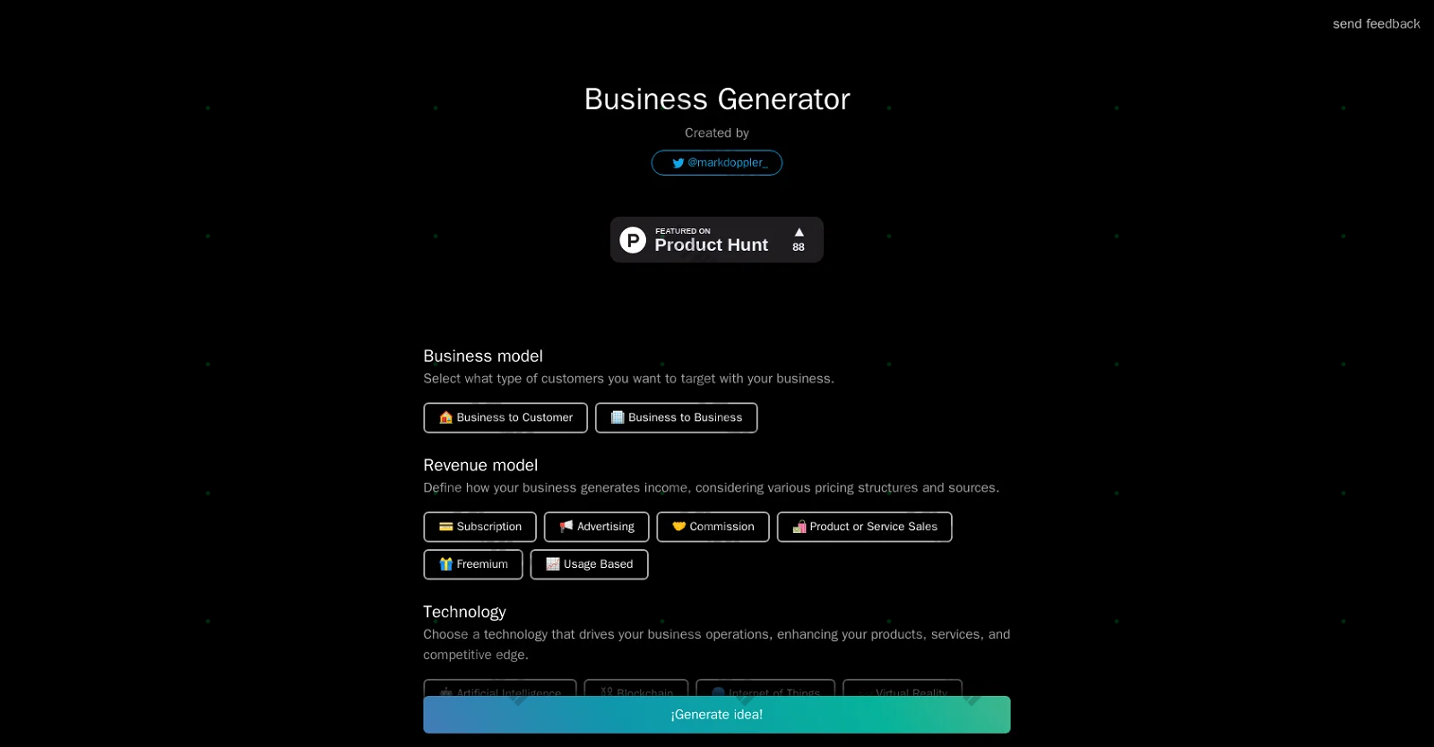 Business Idea Generator AI screenshot