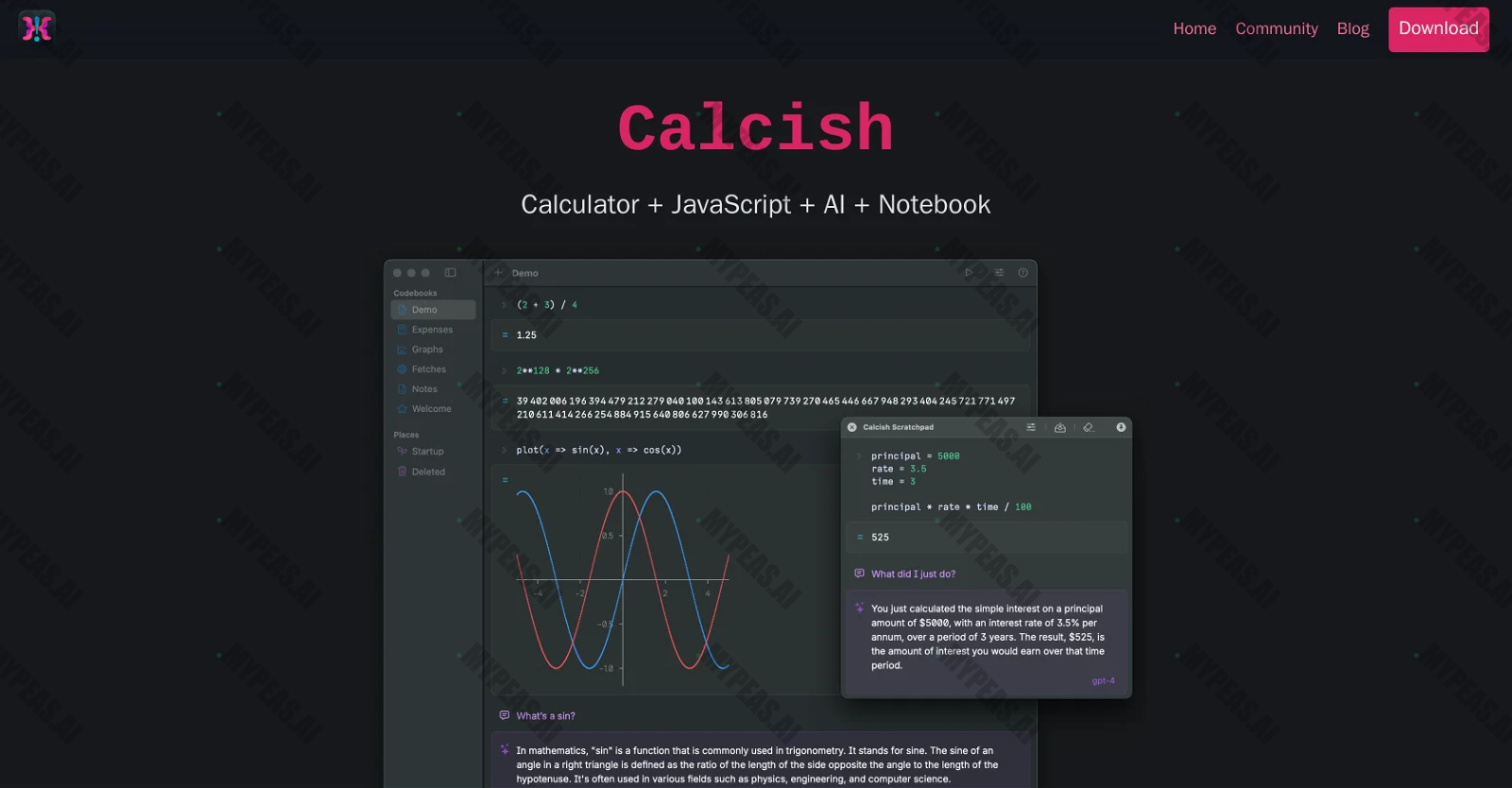 Calcish screenshot