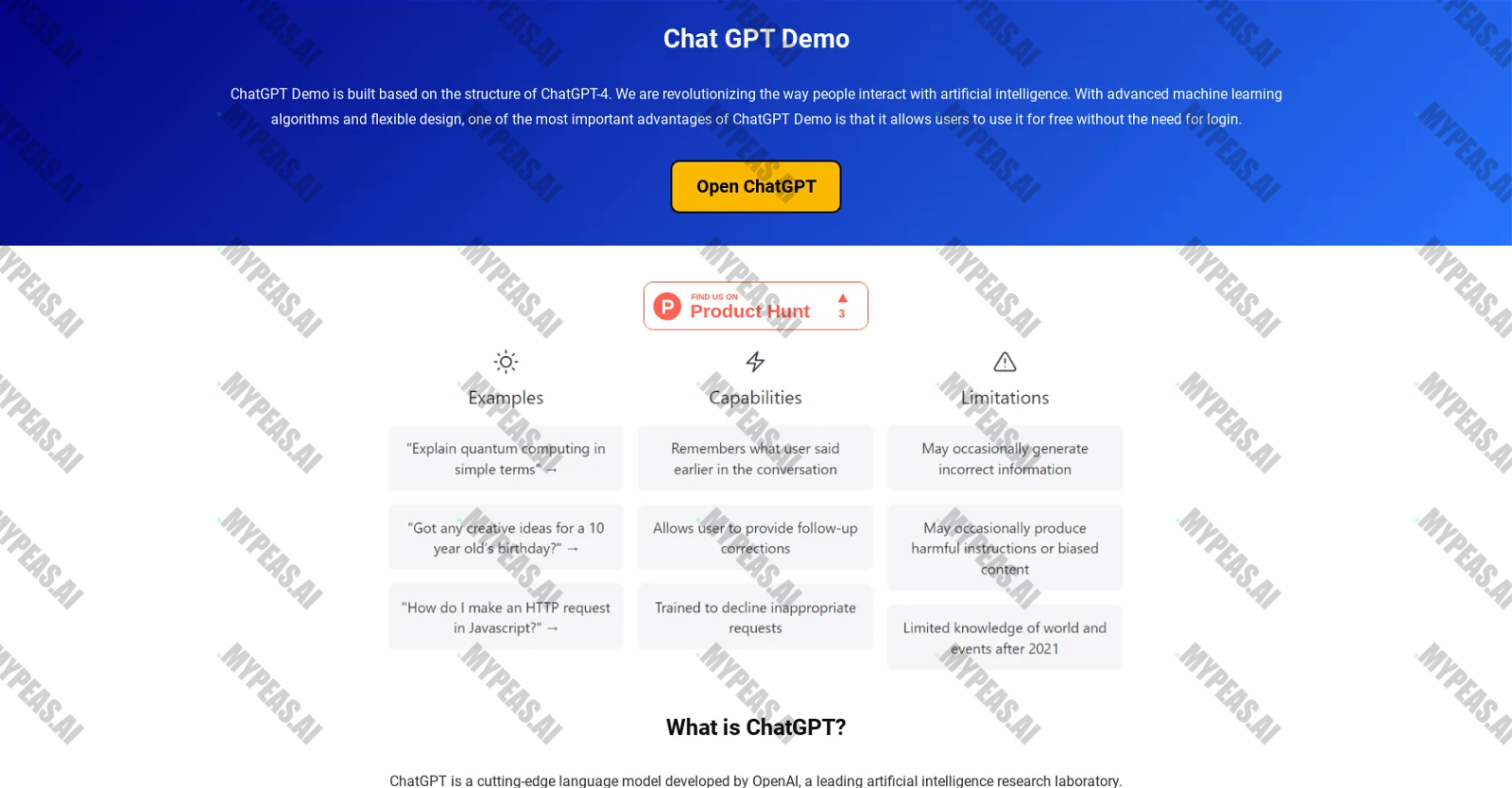 Chat GPT Demo screenshot