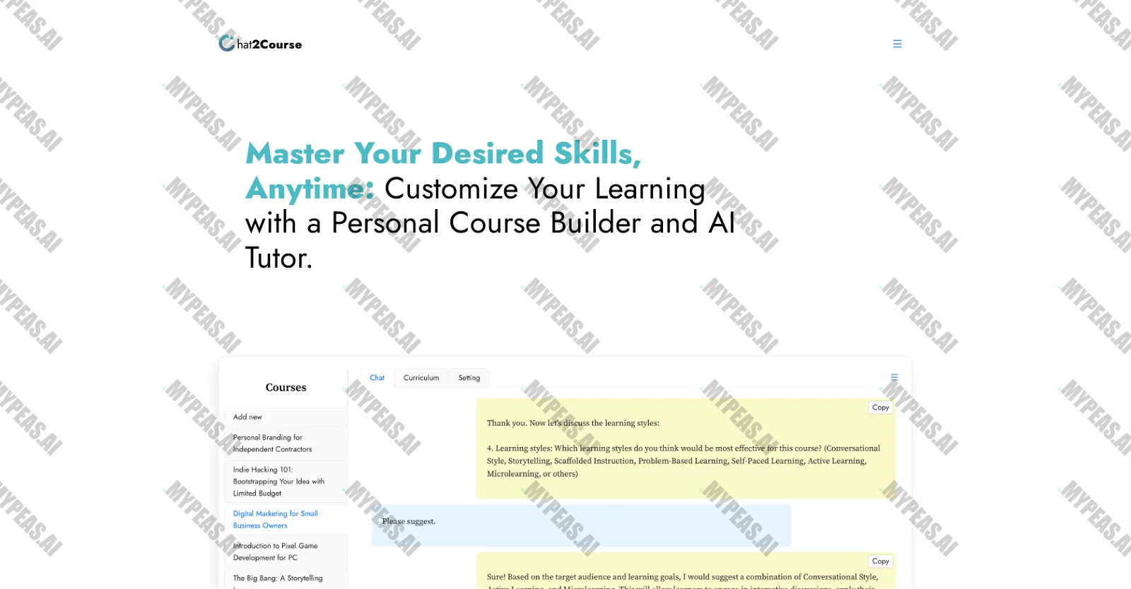 Chat2course screenshot