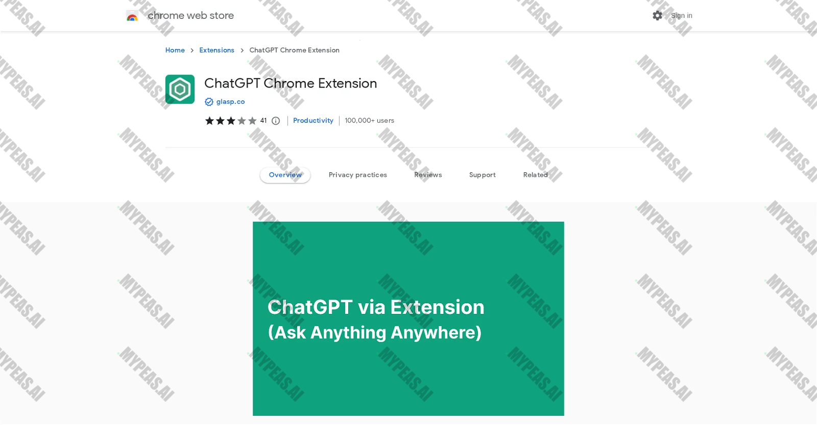 ChatGPT Chrome Extension screenshot