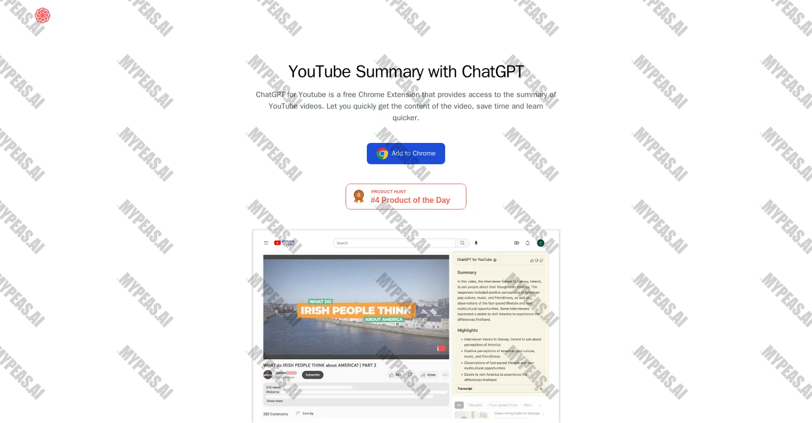 ChatGPT for YouTube screenshot