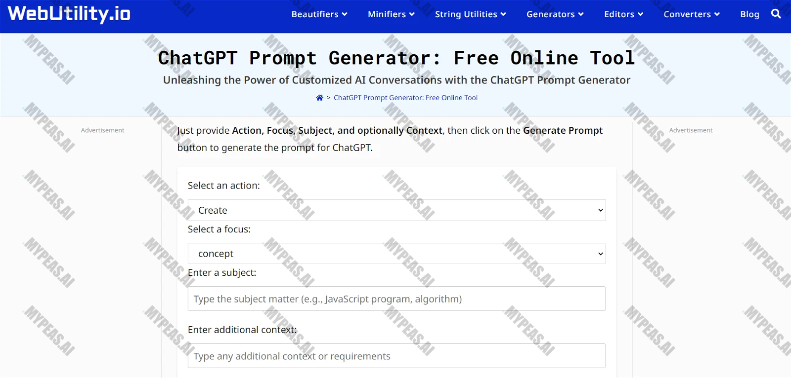 ChatGPT Prompt Generator screenshot