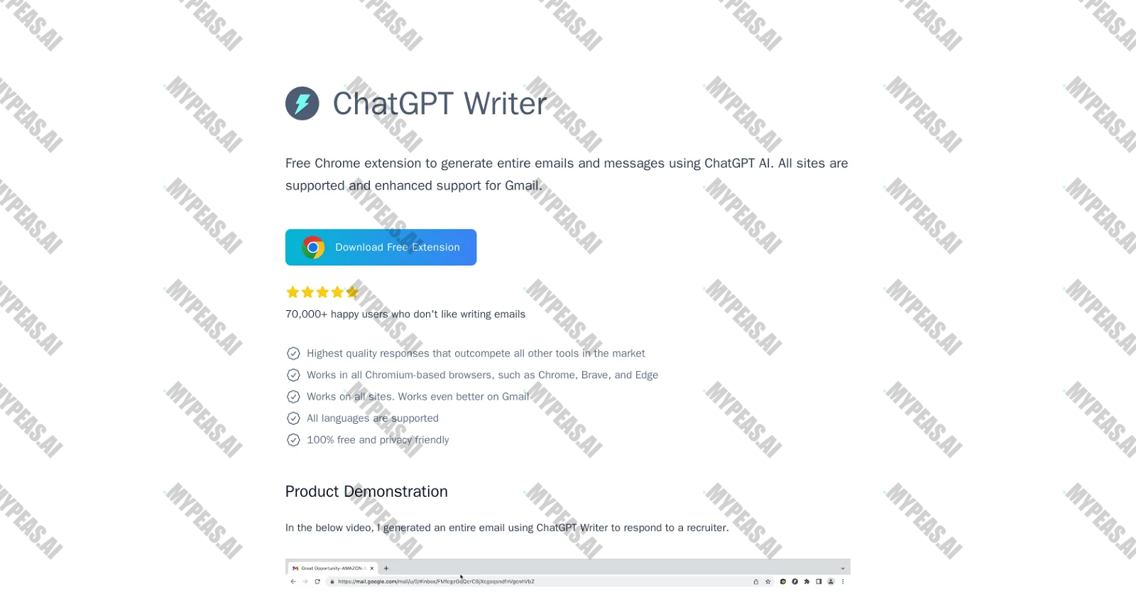 ChatGPT Writer screenshot
