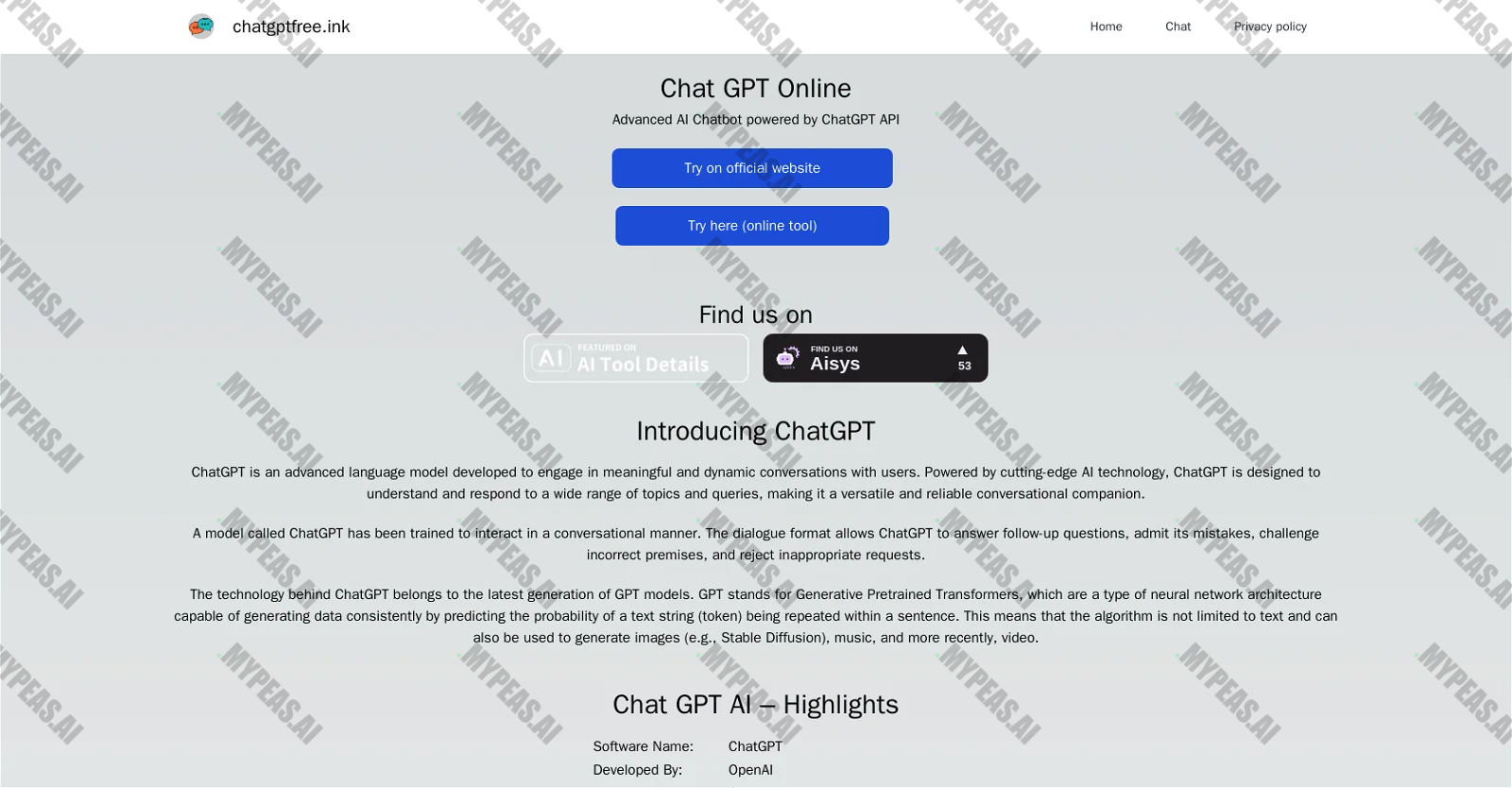 Chatgptfree screenshot