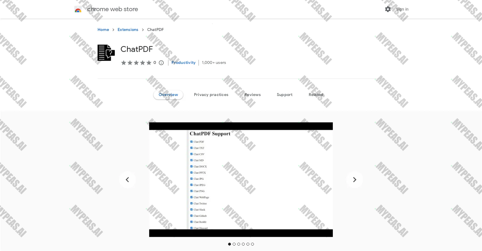 ChatPDF extension screenshot