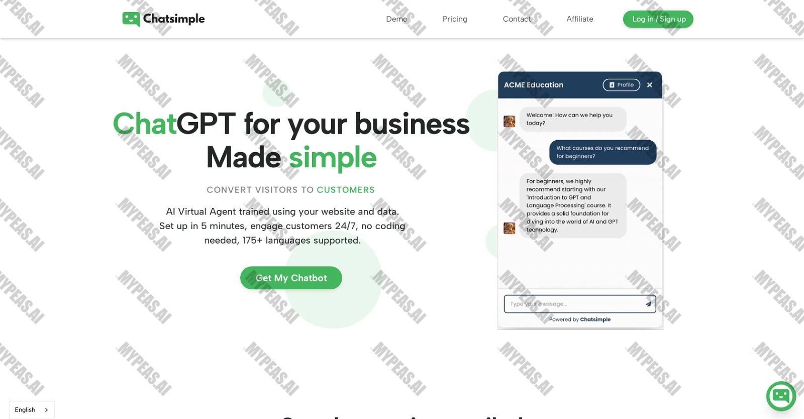 Chatsimple AI Sales Chatbot screenshot