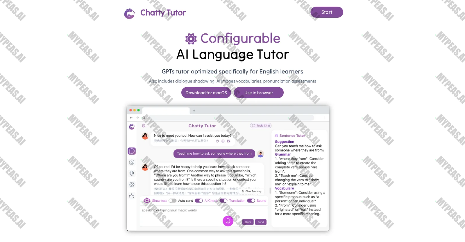 Chatty Tutor screenshot