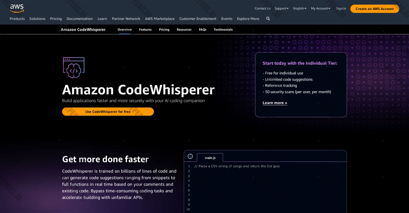 CodeWhisperer screenshot