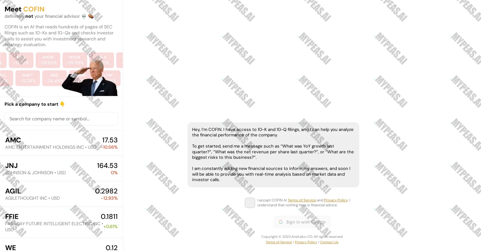 COFIN screenshot