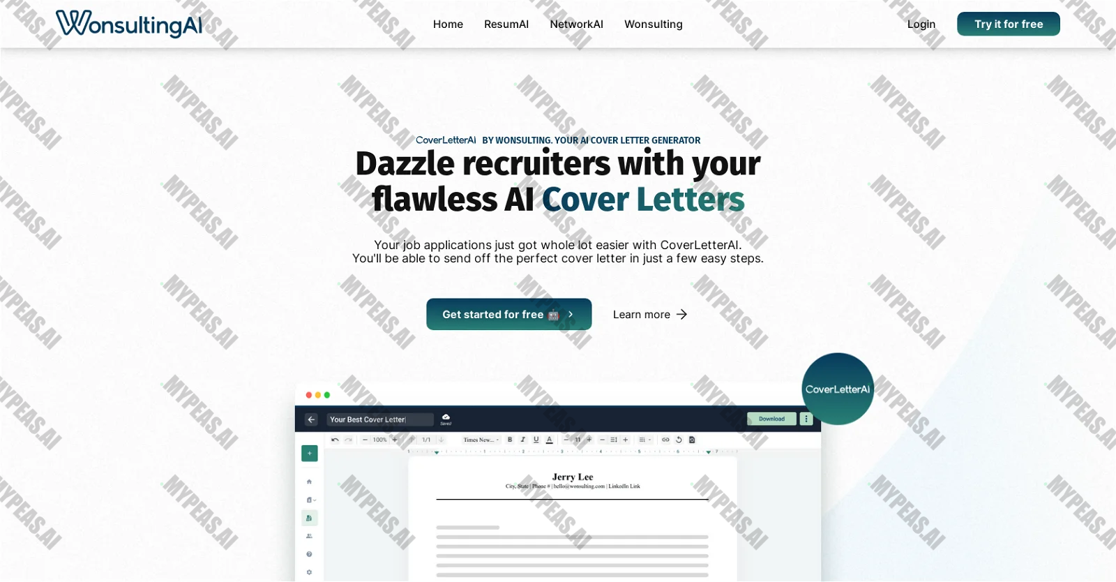CoverletterAI by Wonsulting screenshot