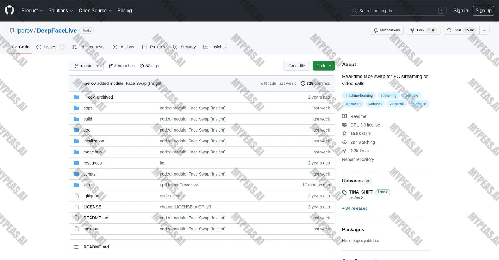 DeepFaceLive screenshot