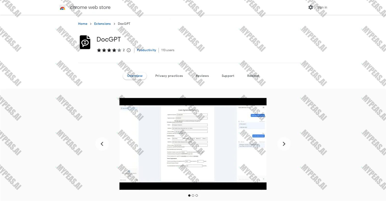 DocGPT Extension screenshot