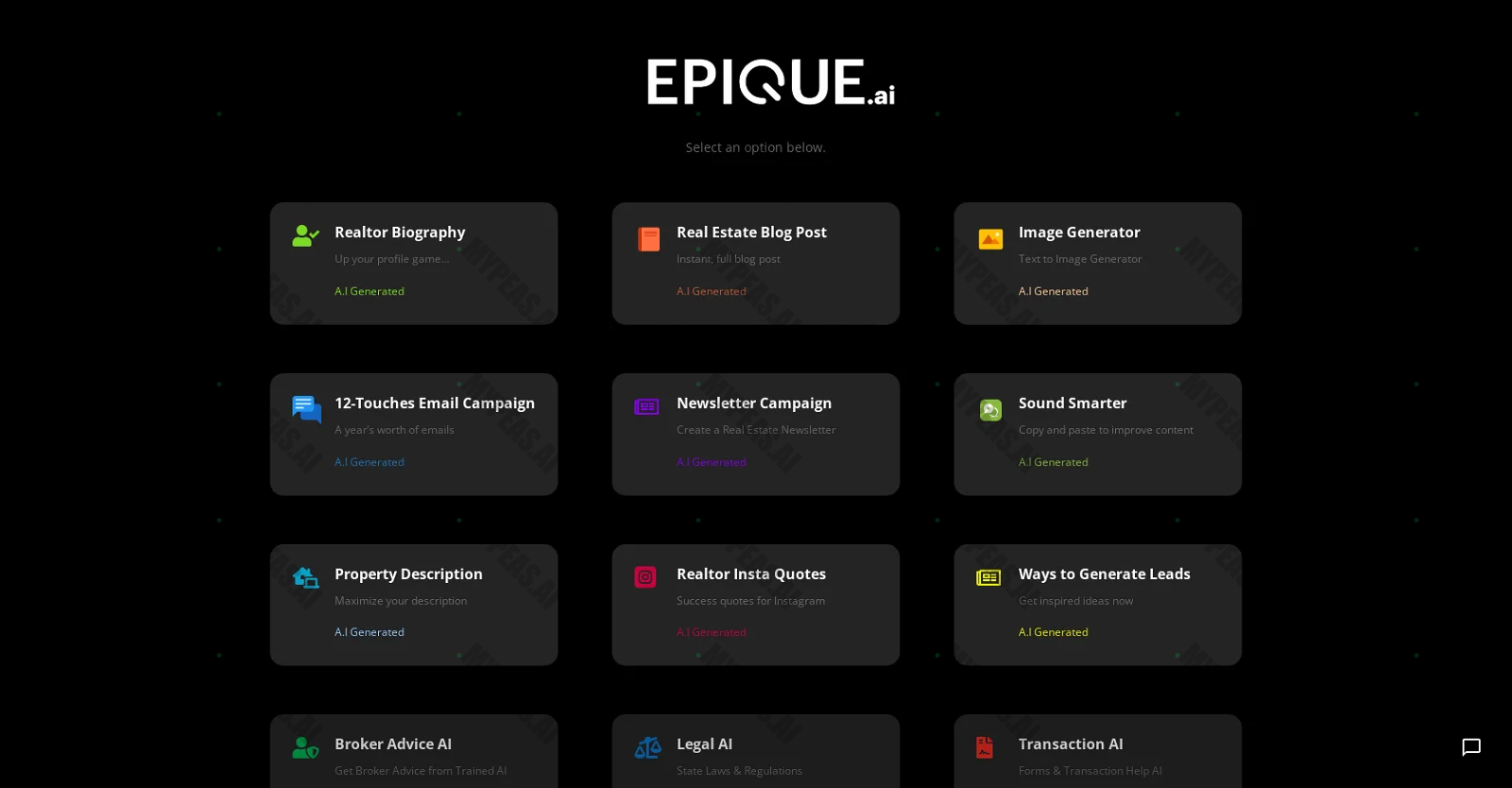 Epique AI screenshot