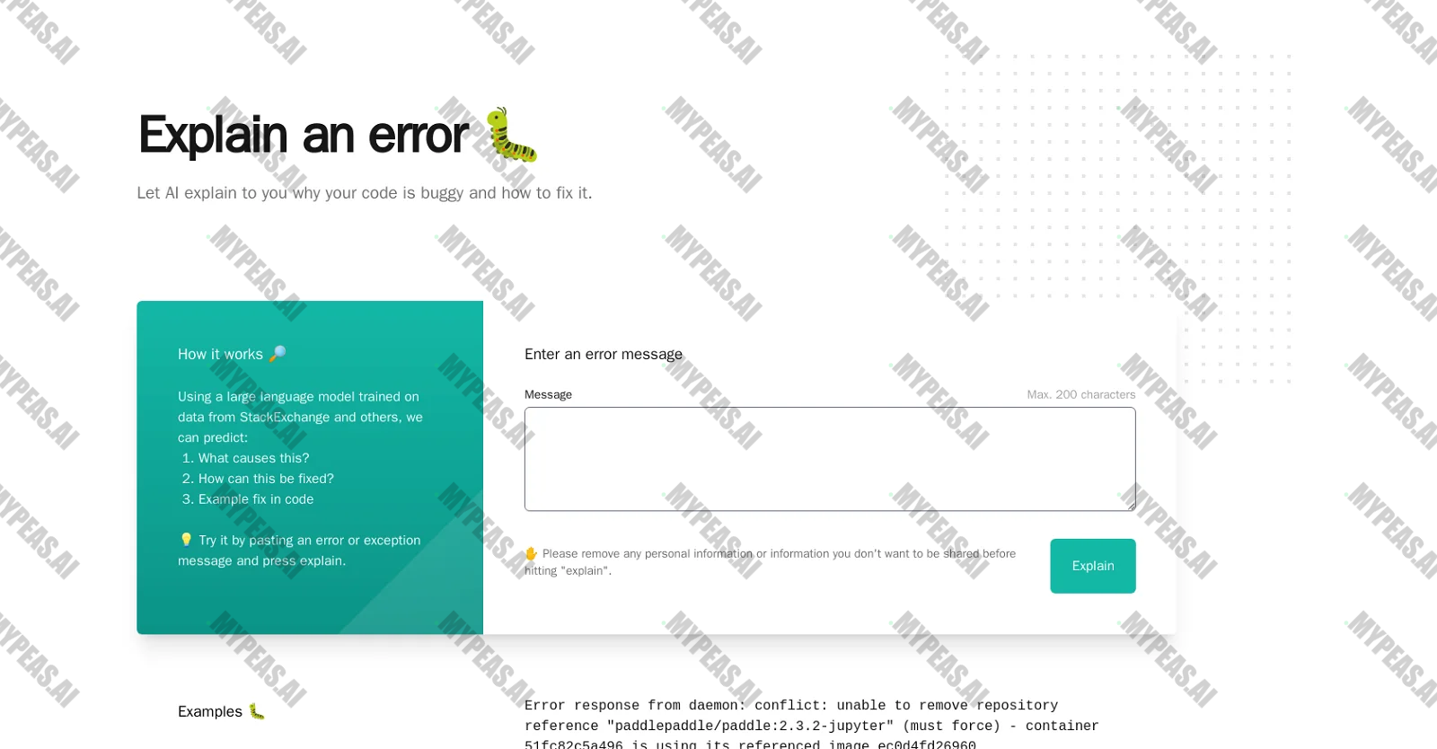 Explain An Error screenshot