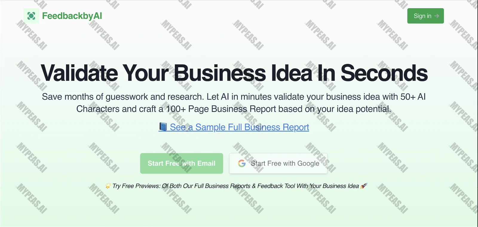 Feedback by AI screenshot