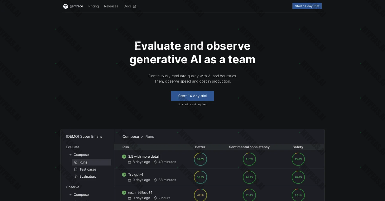 Gentrace screenshot