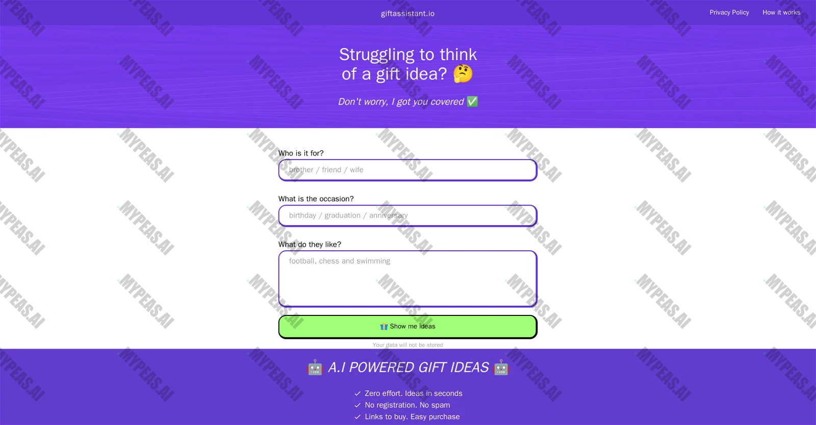 Giftassistant screenshot