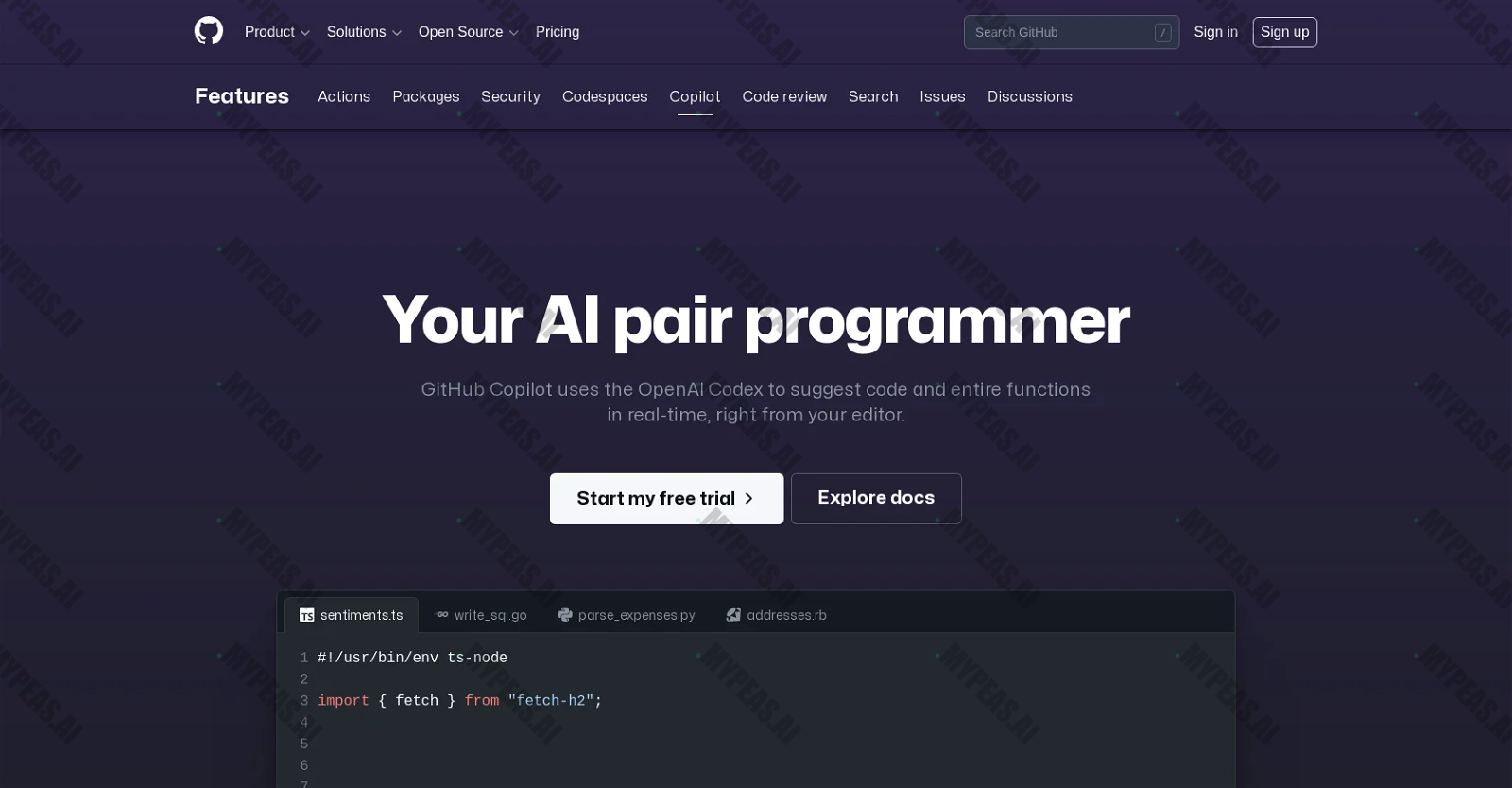 Github Copilot screenshot