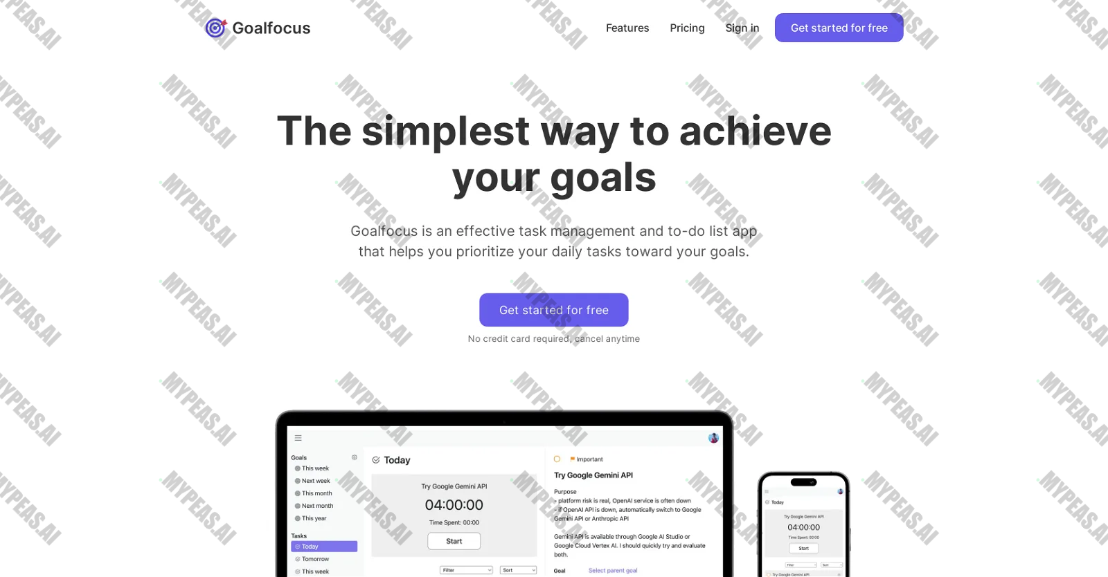 GoalFocus screenshot