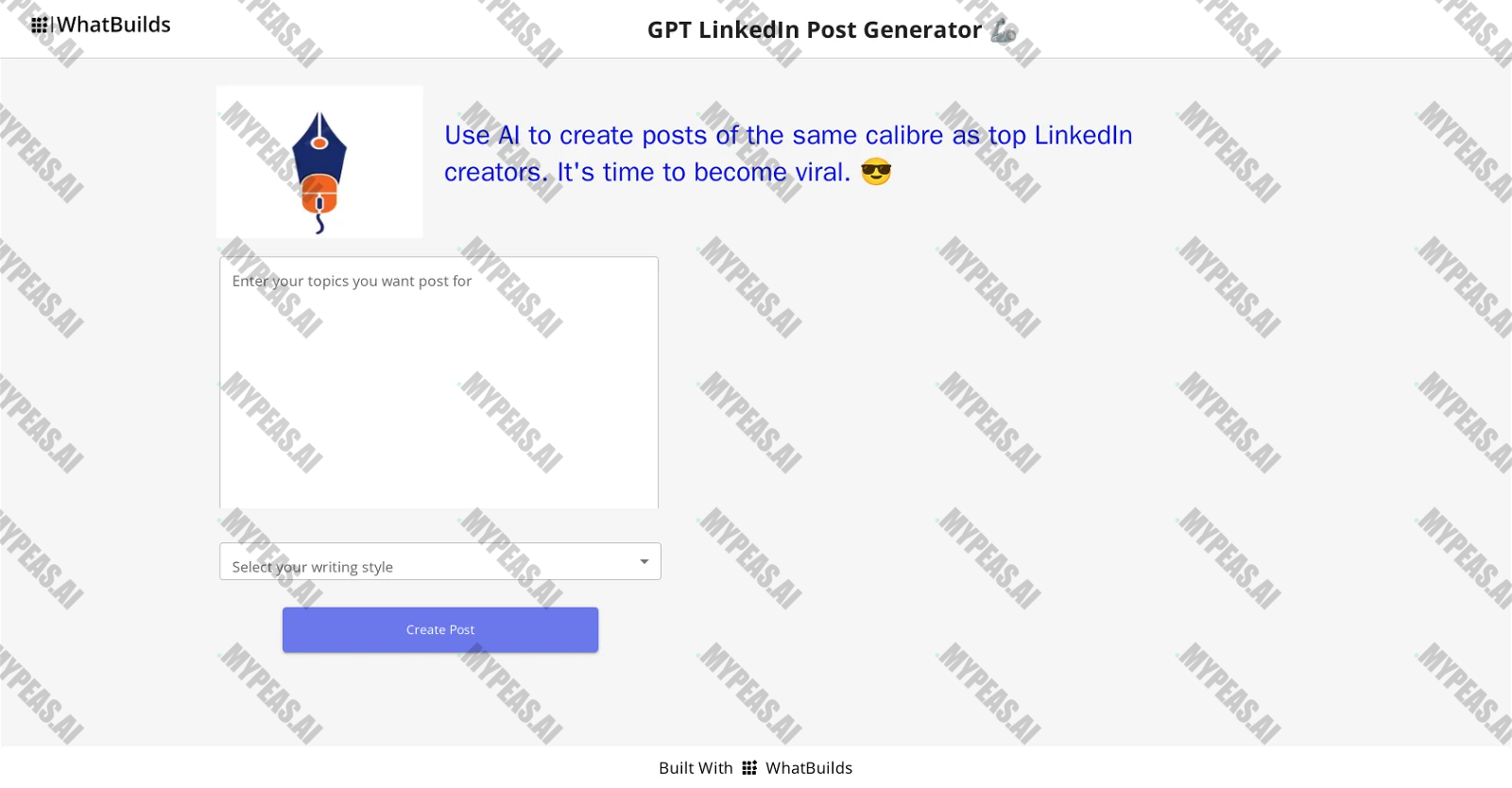 GPT LinkedIn Post Generator screenshot