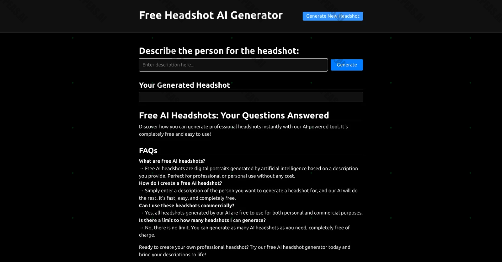 Headshot AI Generator screenshot
