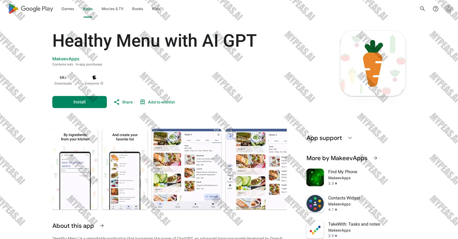 Healthy Menu with AI GPT screenshot