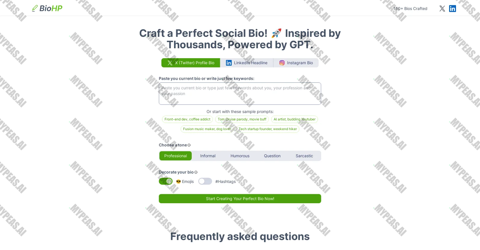 HighPerformer Social Bio screenshot