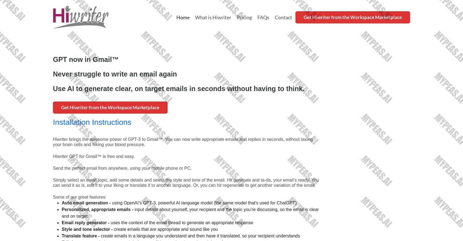 Hiwriter screenshot