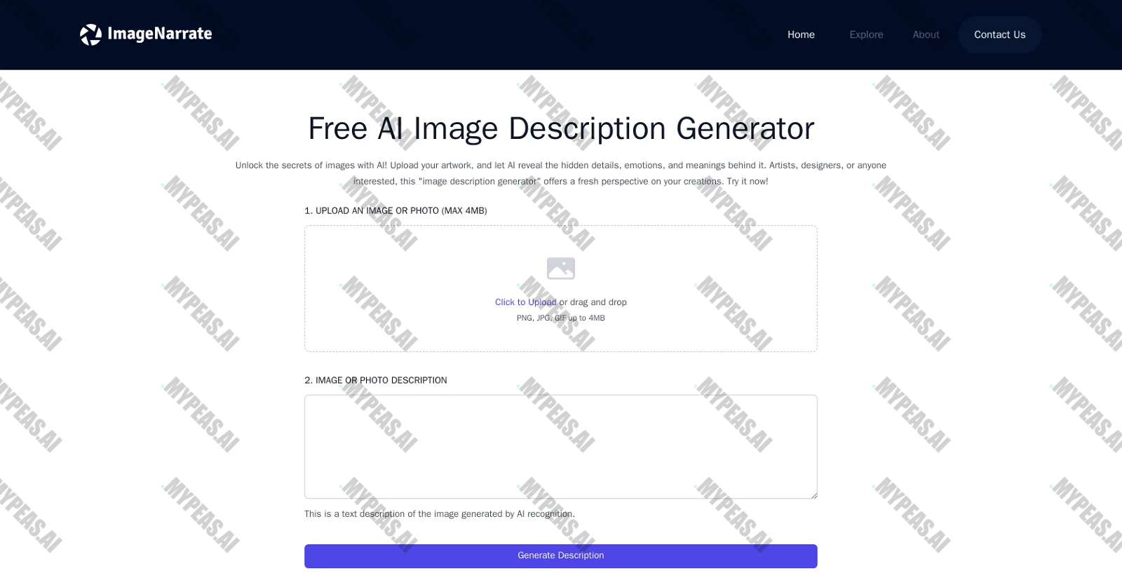 Image Description Generator screenshot